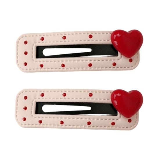 

2Pcs Girl Hairpin Dot Embossed Bow Decor Faux Leather Cover Hair Clip Bangs BB Clip Hair Styling Tool Hair B