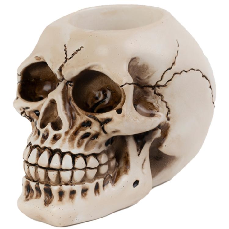 Crying Skull Candle Holder, 3D Resin Craft for Spooky Celebrations, 1.6 Inch Candle Compatibility