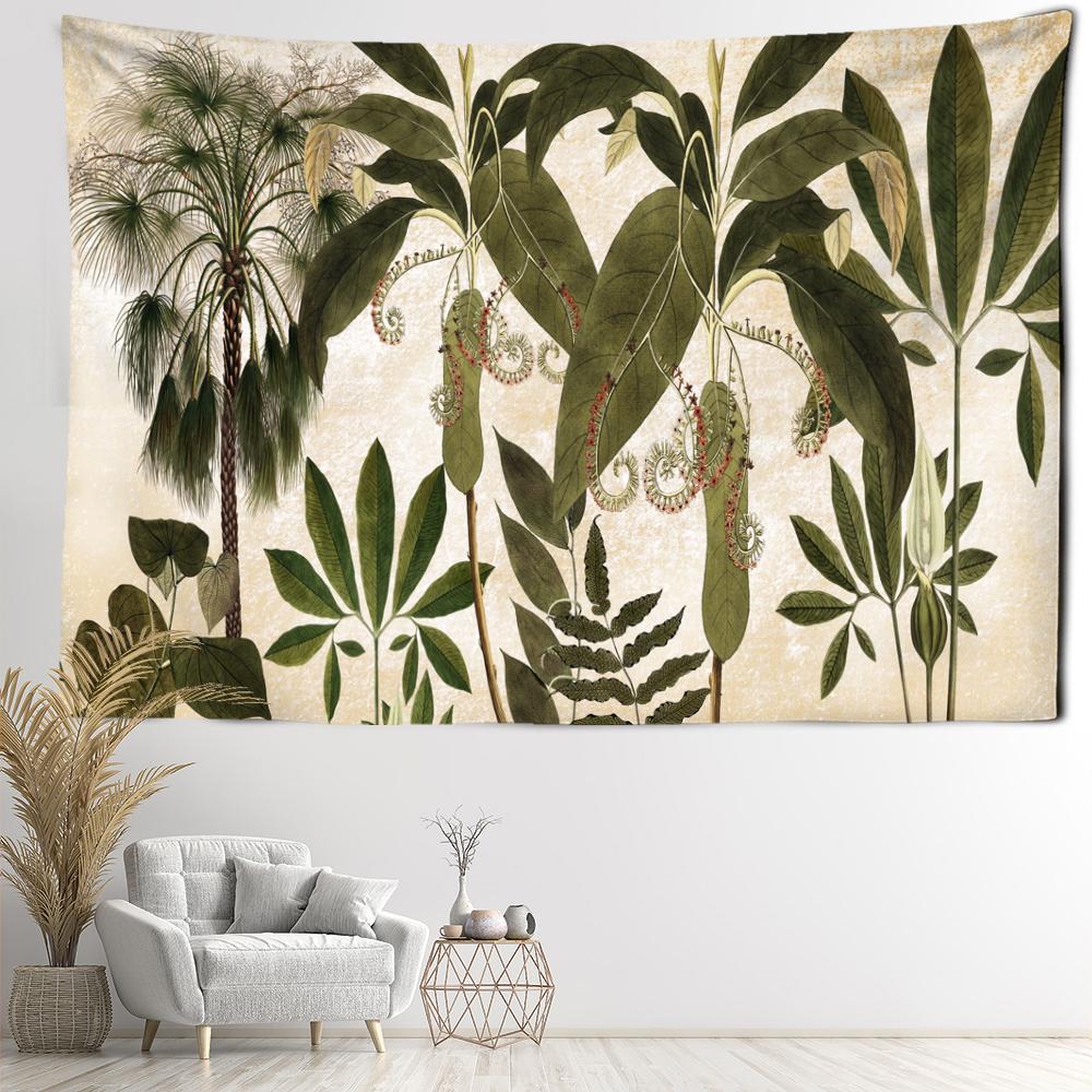 Tropical Banana Leaf Tapestry Wall Hanging Retro Art Landscape Bohemian Aesthetic Landscape Living Room Home Decor