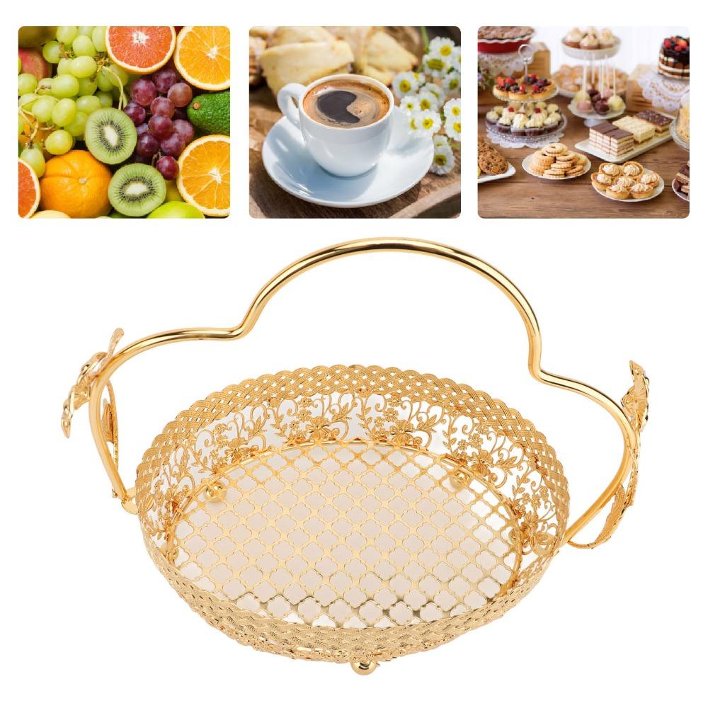 Metal Metal Fruit Tray With Handle Decorative Fruit Basket Fruit Serving Basket Kitchen Countertop