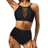 High Waist Bikini Set for Women 2025 Summer Two Pieces Solid Color Hollow Out  Sexy Swimsuit Beach Bathing Suit Swimwear Women