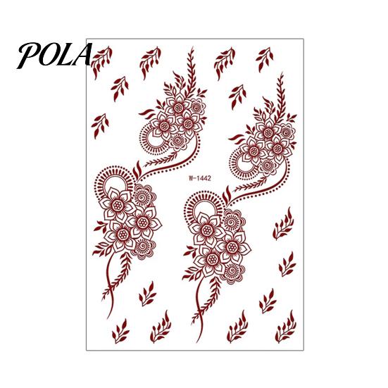 Henna Tattoo Stickers, Red Brown Waterproof Lace Temporary Tattoos, Indian Mehndi Body Art for Hands Feet, Festival Makeup