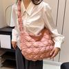 Women Quilted Tote Bag Solid Color Large Capacity Soft Puffer Handbag Portable Lightweight Crossbody Bag