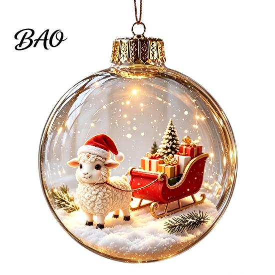 Christmas Party Favors Glowing Story Ornament, Light?Up Mini Holiday Scene Hanging Ball with Warm Reusable Plastic Baubles LED Light, Clear