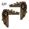 Chipmunk Shelf Sitter 2Pcs Tree Hollow and Animal Wooden Door Topper, Rustic Forest Style Decorative Country Decor for Windowsills Corner Decor,