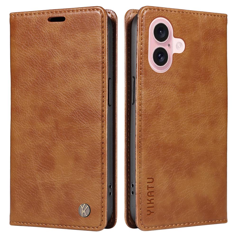 YIKATU YK-006 For iPhone 16 Wallet Case Scratch-Proof Leather Phone Cover