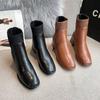 Shoes for Women Basic Square Toe Woman's Boots Elegant Dress Shoes Comfortable High Heel Ankle Boots Botines Para Mujeres