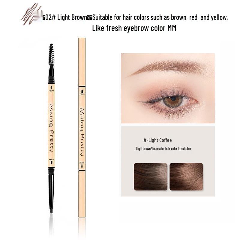 Little Gold Bar Ultra-Fine Double-Ended Triangular Eyebrow Pencil: Waterproof, Sweatproof, Long-Lasting, Non-Smudging, Natural-Looking.