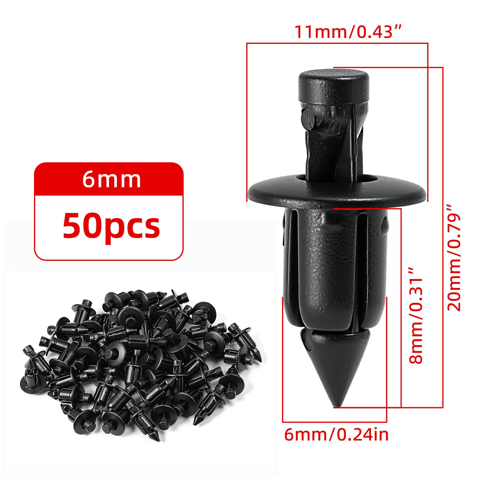 50pcs 6mm Push-Type Plastic Fastener Clips Car Bumper Fender Door Panel Trim Clips For Suzuki Mitsubishi Toyota Honda Yamaha