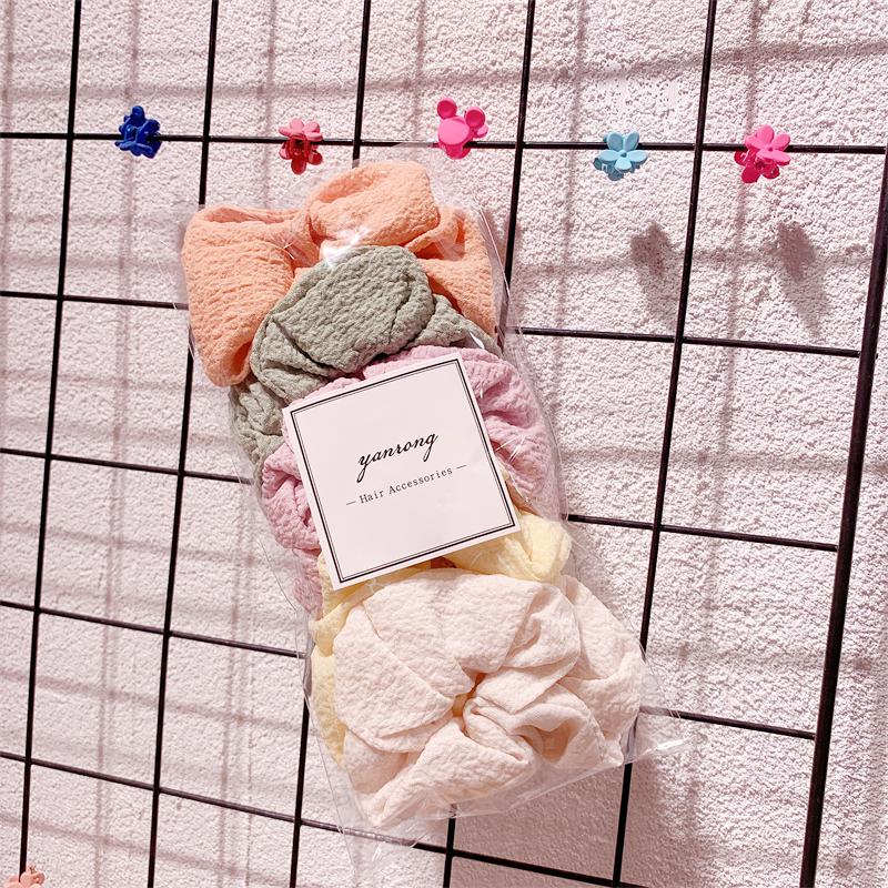 New 5PCS/Set Candy Color Printing Hair Ties For Women Cute HairBand Ponytail Holder Elastic Rubber Band Fashion Hair Accessories