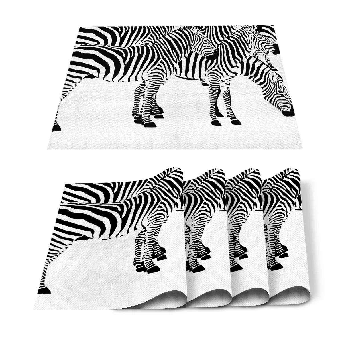 

Nordic Zebra Black White Animal Print Placemat Farm Animal Place Mat for Home Party Dining Tables Wedding Kitchen Banquets Decor 2pcs 30x45cm