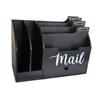 Mail Organizer Desk Organizer Countertop with 6 Slots Rustic Desktop Box Wooden Mail Holder for File Folder Pens Paper Clips
