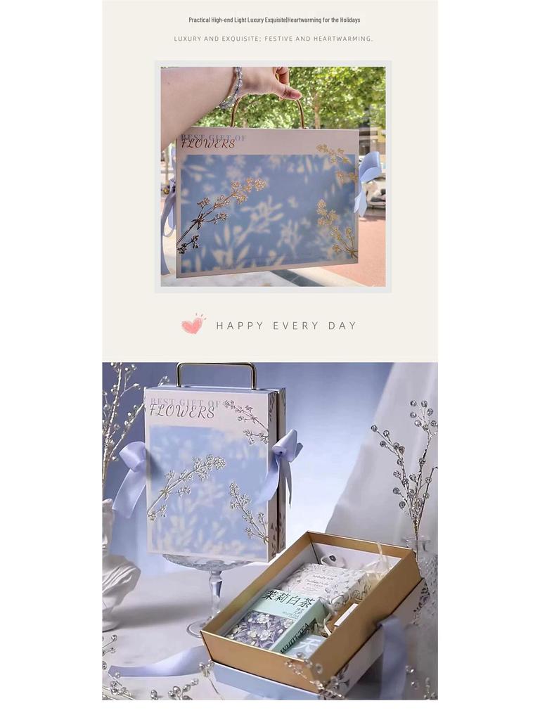 Luxurious European-Style Chinese Wedding Candy Gift Box with Hot Stamped Metal Handle