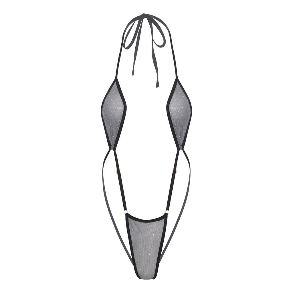Damen Mikro-Bikini Neckholder Body T-Rücken Monokini Badebekleidung Nachtwäsche