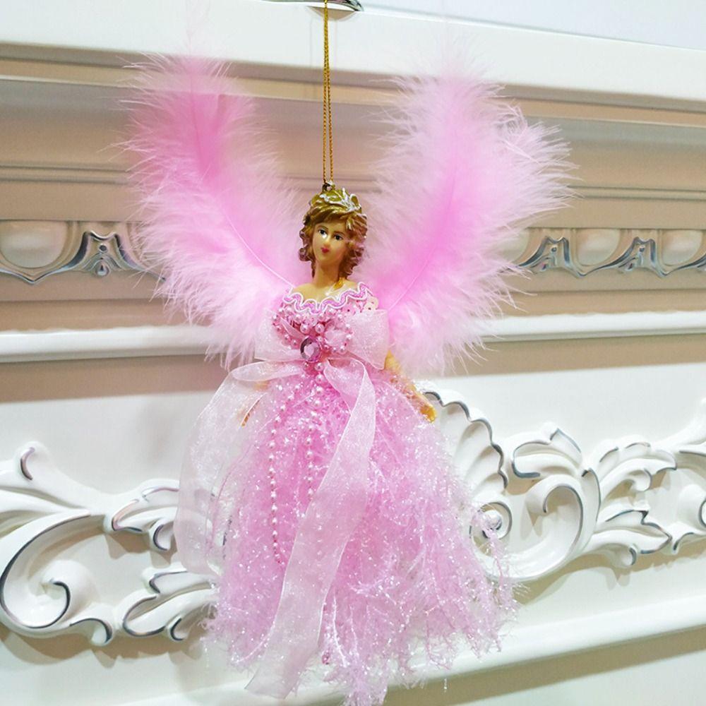 

19*12cm Xmas Tree Decorations Feather Angel Doll Drop Ornament Gift Christmas Hanging Pendant