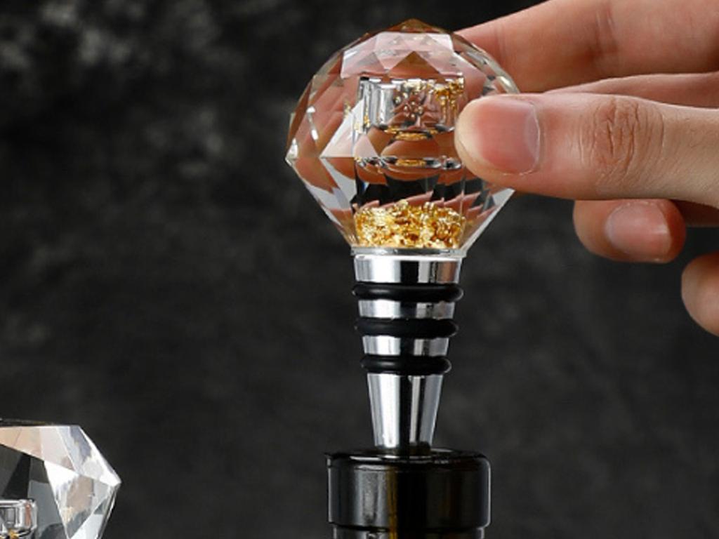 Wine Bottle Stopper Cap Ball with Gold Flakes Gift For Her