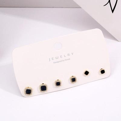 S925 Silver Needle Micro-inlaid Square Stud Earrings - Elegant, Versatile Three-Piece Set
