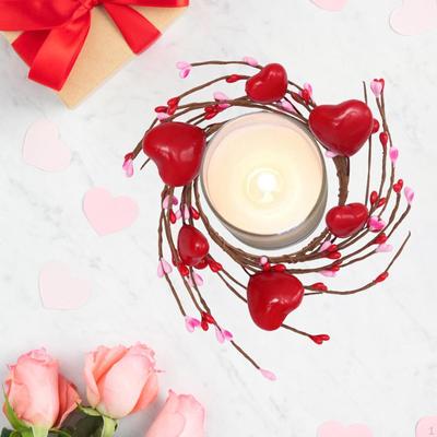 Valentine's Day Candle Ring Pillar Holder Small Rustic Decoration for