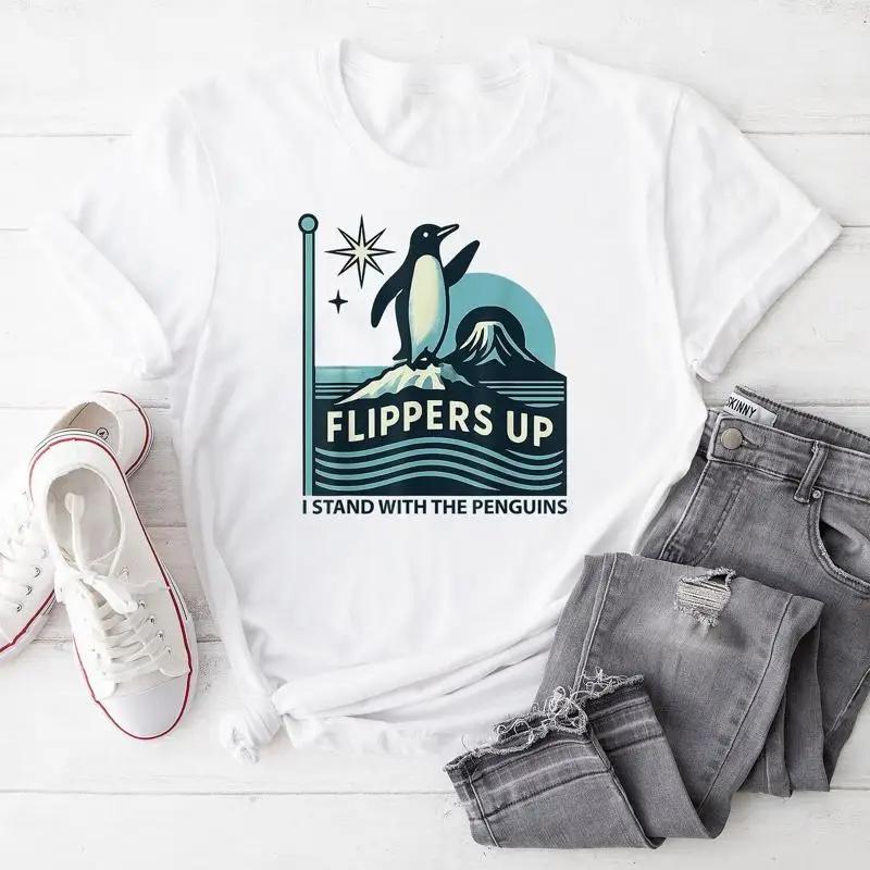 Penguin Tariffs Flippers Up I Stand With The Penguins T Shirt