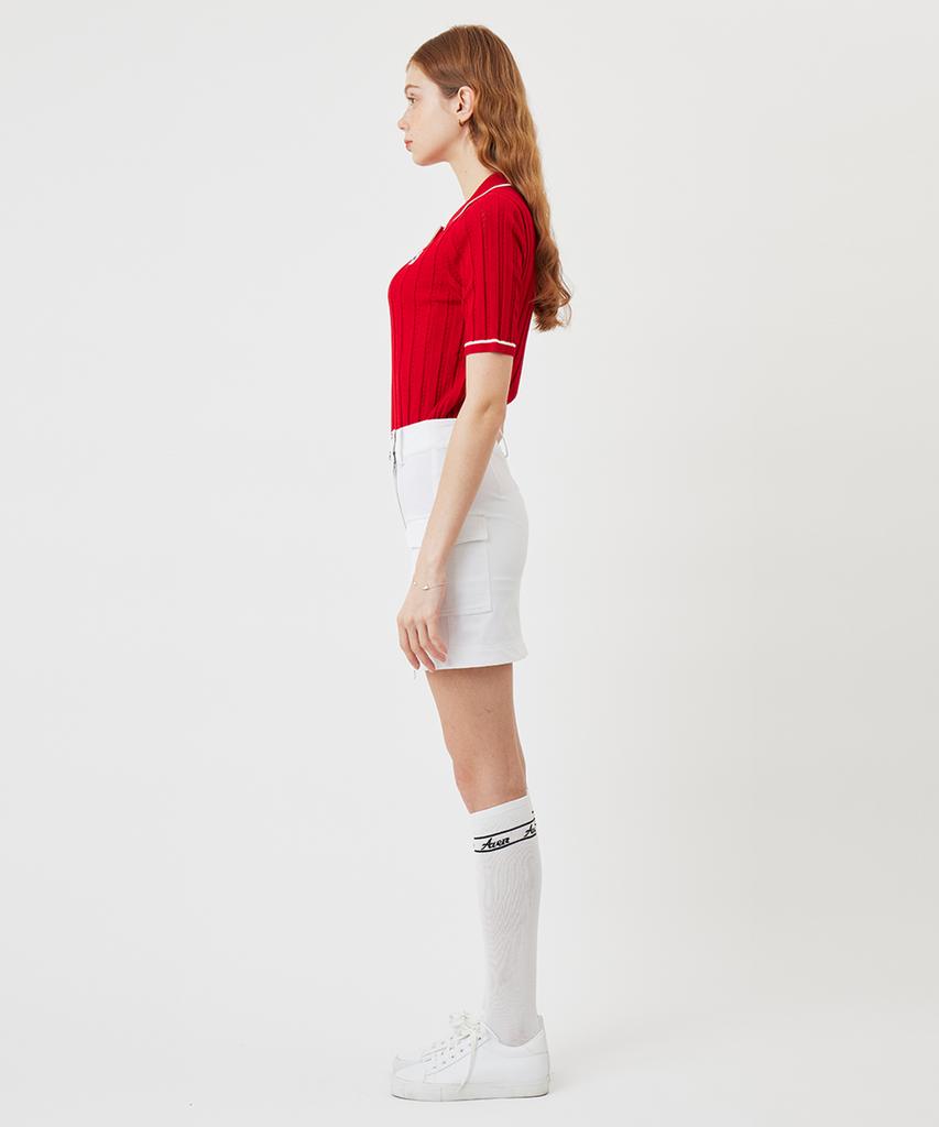 AVEN Short Slit Cargo Skirt White
