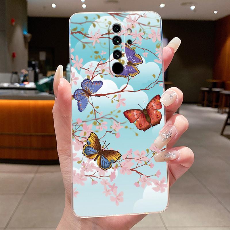 Custodia Per Xiaomi Redmi Note 8 Pro Note8 Capa Fiore Farfalla Protettiva Sottile Custodie Trasparente Morbido Silicone TPU Copri Telefono