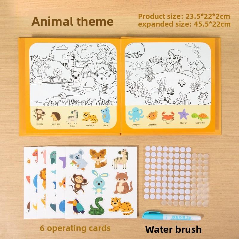 

Детская книга для рисования водой с животными, игрушка с водным маркером для тихой игры, креативная Animal Theme Blue Book