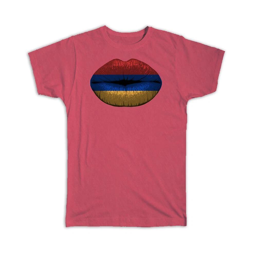 Gift T-Shirt : Lips Armenian Flag Armenia Expat Country For Her Woman Feminine 3XL