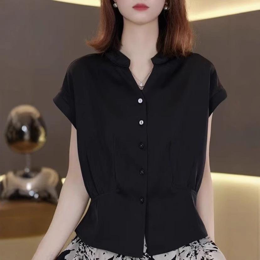 Women's Summer 2025 Slimming Short Sleeve Cardigan Top - Fashionable, Versatile, Age-Reducing Design