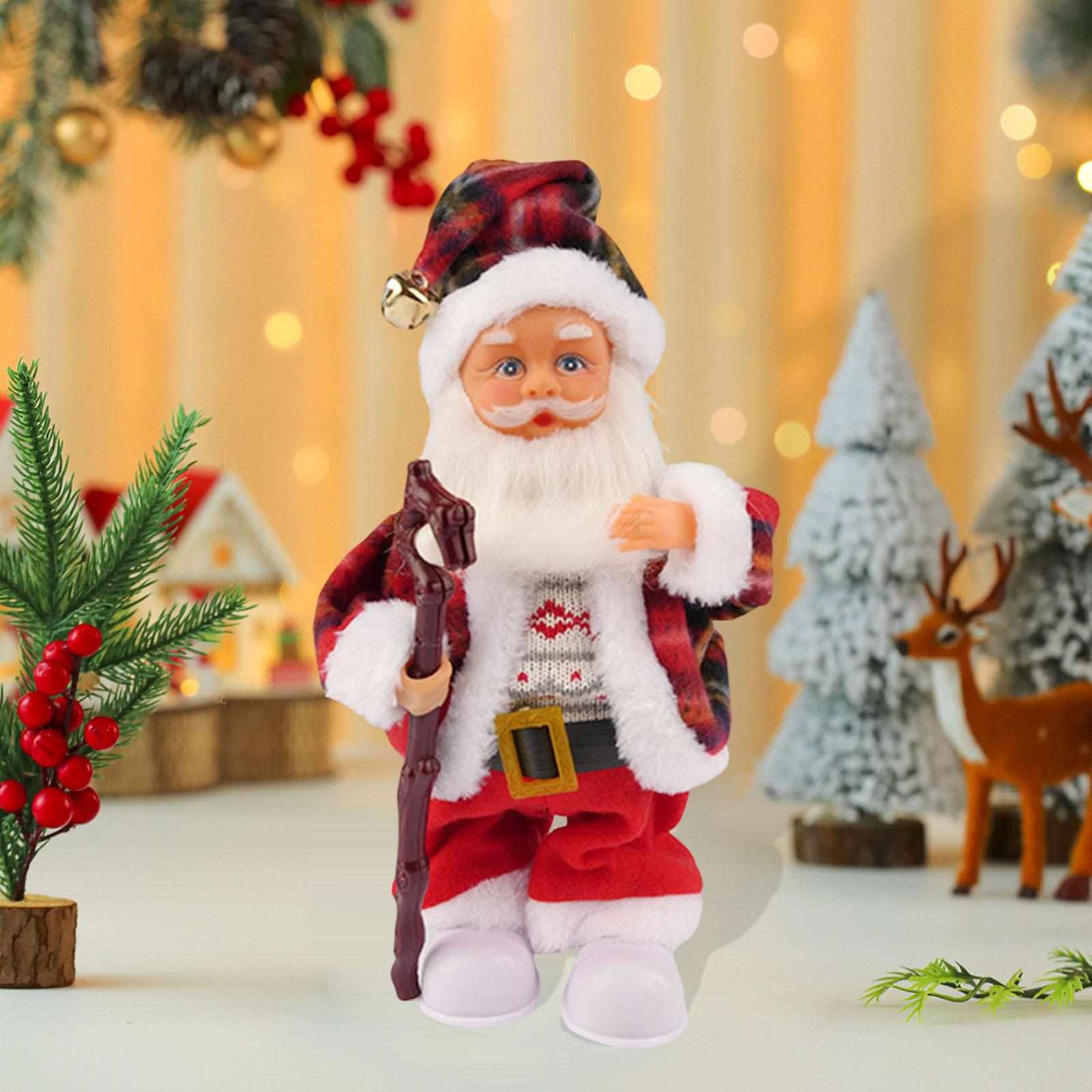 

Christmas Singing Santa Toy Christmas Ornament Housewarming Gifts Light up Santa Figure for Kids Home Office Holiday Shelf