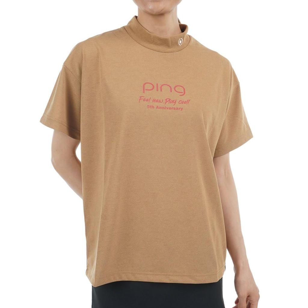 Ping Apparel Short Sleeve High Neck Shirt Golf Size L Women's (Brand Logo) / / 622-5167306 040_Beige,