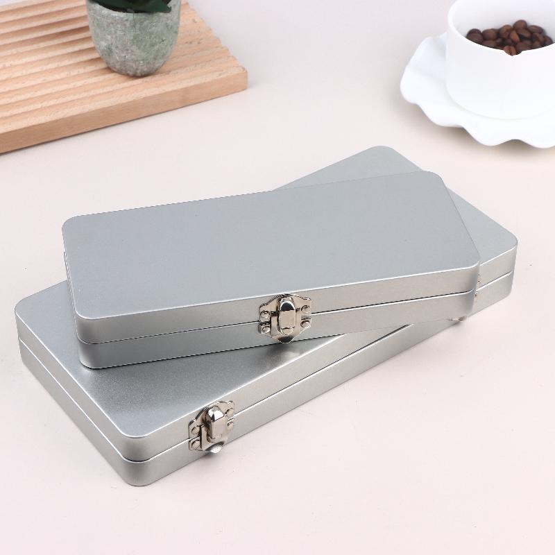 1Pcs Home Office Supplies Durable Silvery Gray Metal Rectangular Box With Lid-Ideal For Bills Cosmetics Storage