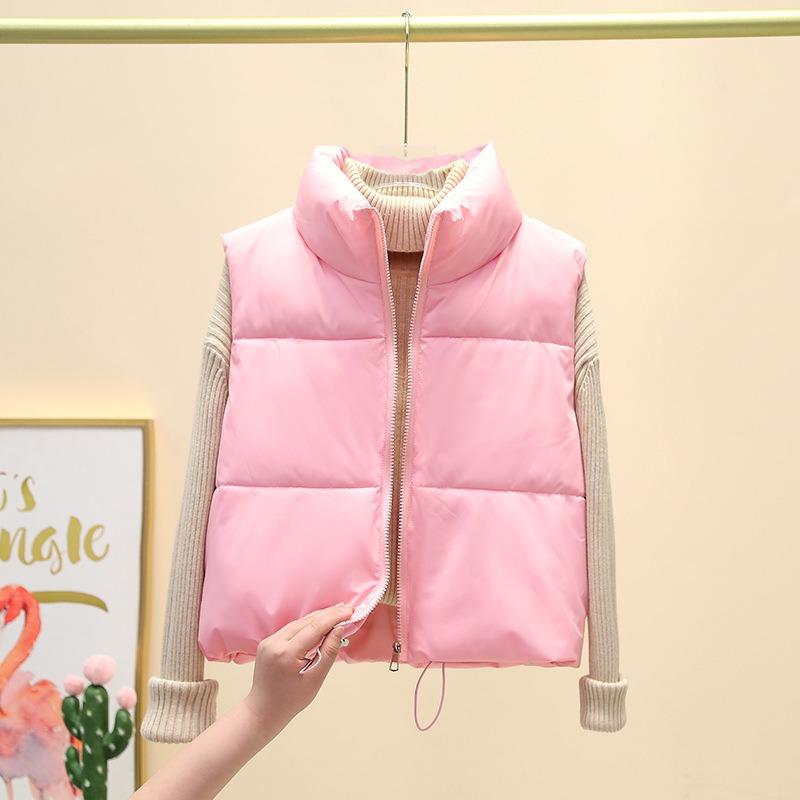 New winter cotton vest women's versatile loose fashion and thin simple stand-up collar short vest jacket