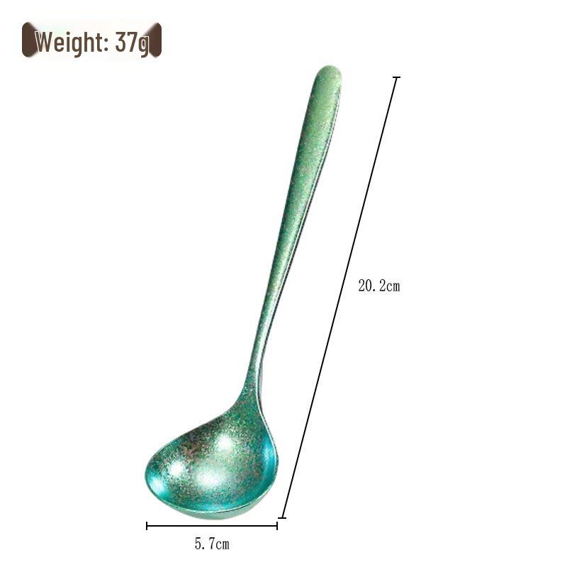Pure Titanium Antibacterial Korean-Style Soup Spoon with Long, Thickened Handle