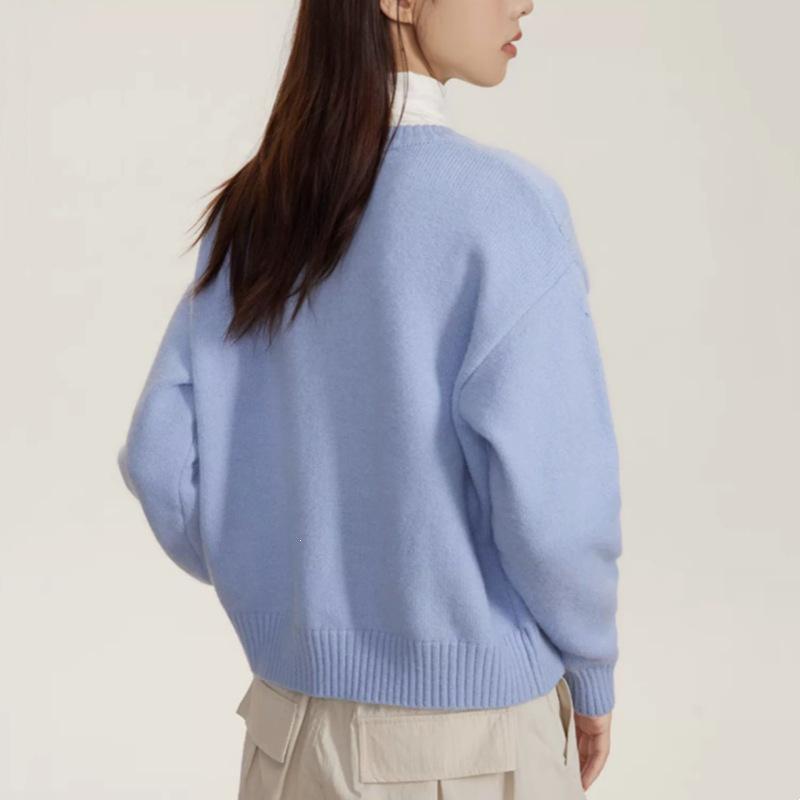 Versatile Women's Round Neck Knit Cardigan - Solid Color Zipper Outerwear for Autumn, Winter, and Spring