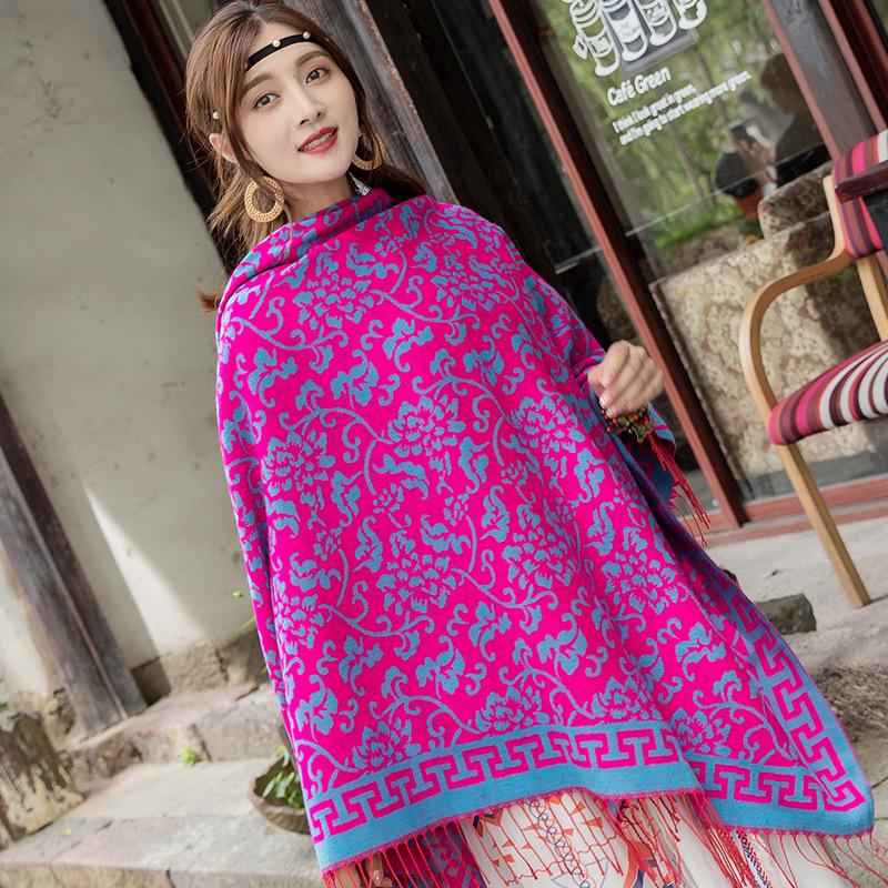 140*140cm Elegant Paisley Floral Pashmina Shawl and Wrap,Boho Rave Scarf for Festival, warm winter scarf traditional ornate fashion accessory