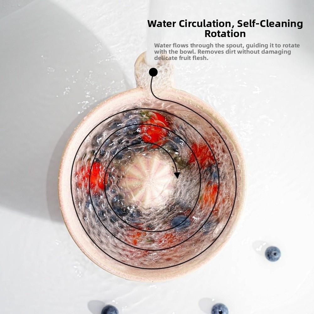 Drehbarer Wasserfluss Beerenwaschschale Zentraler Abfluss Beerenwäscher Schüssel Kleinobstreinigung