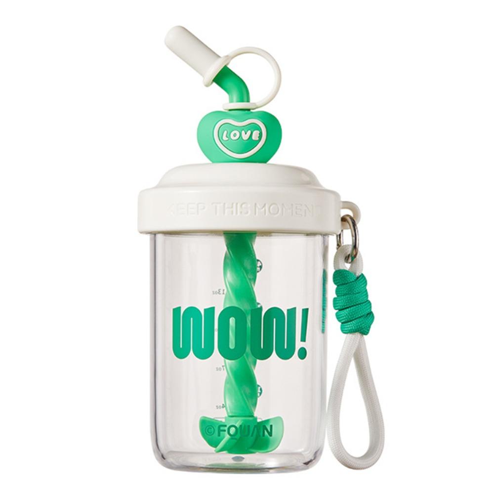 580ML Drinking Cup With Straw Stirring Cup Kawaii Whey Protein Shaker Bottle  Fruit Juice