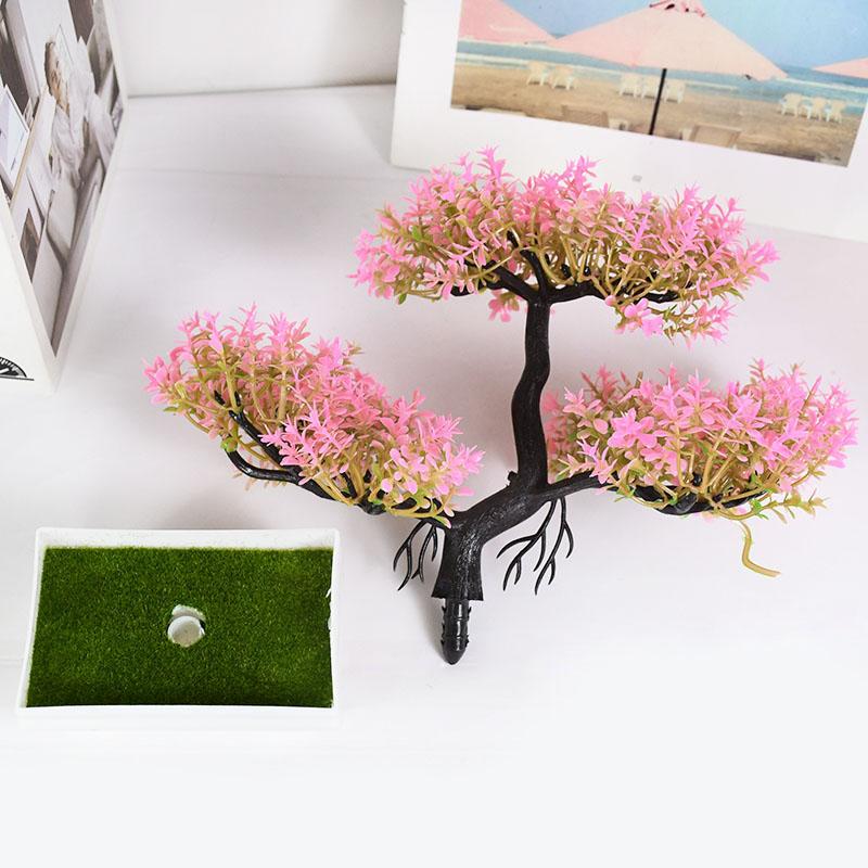 Plante artificiale Bonsai ghiveci de copac mic Flori de plante false Ornamente în ghivece pentru decorarea camerei de acasă decor de grădină de hotel