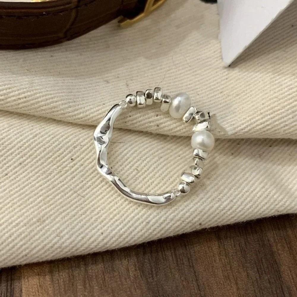 Vintage Minimalist Design Rings Light Luxury Personality Rings Elegant Pearl Finger Rings  Party
