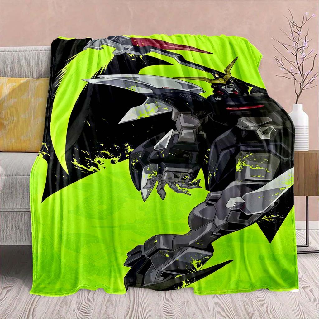 Gundam Anime Flannel Blanket - Soft Warm Perfect for Sofa, Bedding Camping Travel Office Home Decor -QJY