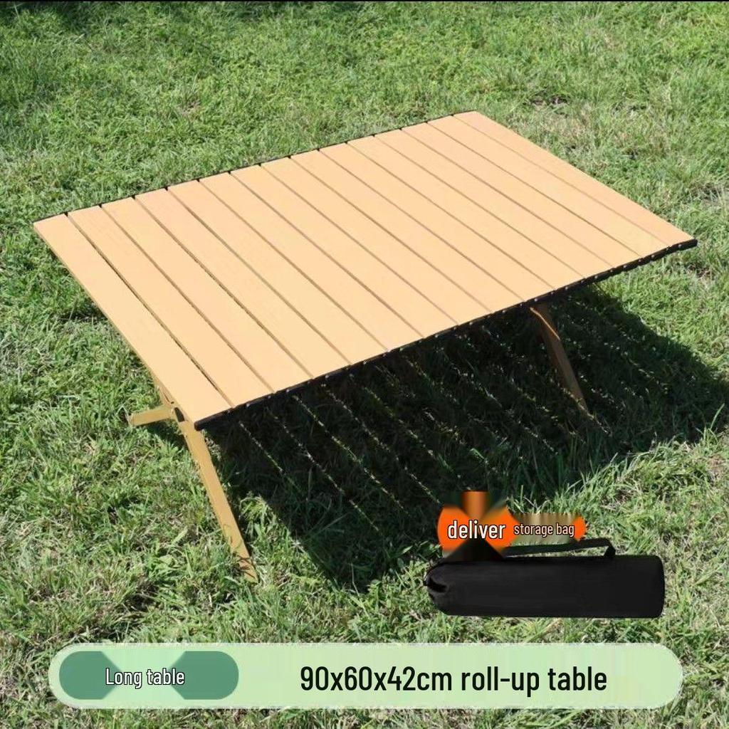 Ultra-Light Portable Folding Camping Table & Chair Set with Wood Grain Finish