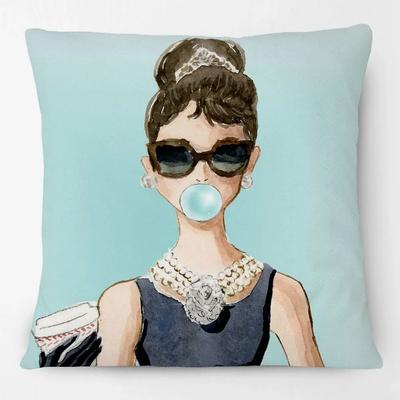Federa Cuscino Ritratto di Bellezza Audrey Hepburn Europea Stile Moda Moderna Viso di Donna Federa Cuscino Decorativa di Lusso