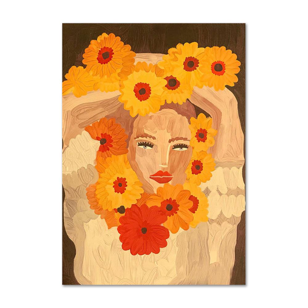 Vintage Fashion Girl Portrait Posters and Prints Paris Flower Wall Art Canvas Painting Wall Pictures for Living Room Decor Art