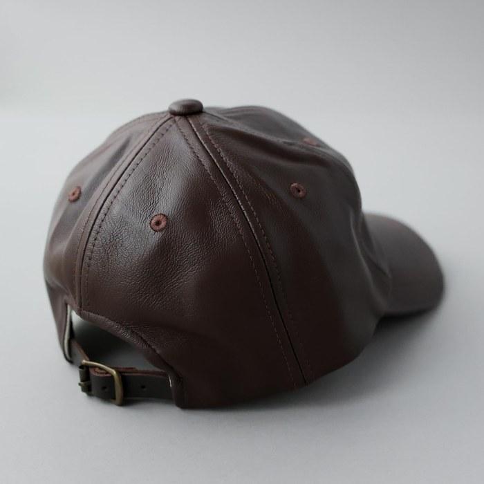 [Rekhatter] Leather Low Cap 6-Panel Cap Men's Baseball Cap Cotton Polo LAMD LEATHER Sheepskin Rh-608 Brown