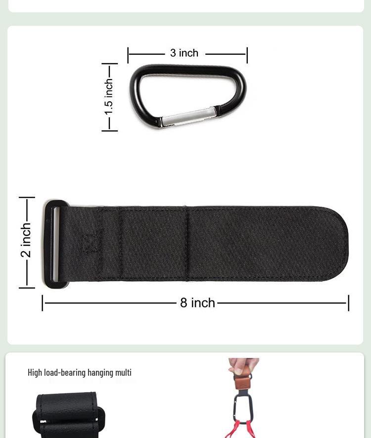 Universal Multifunctional Leather Stroller Hook with Magic Sticker - Fits Baby Strollers, Bicycles, and Electric Cars