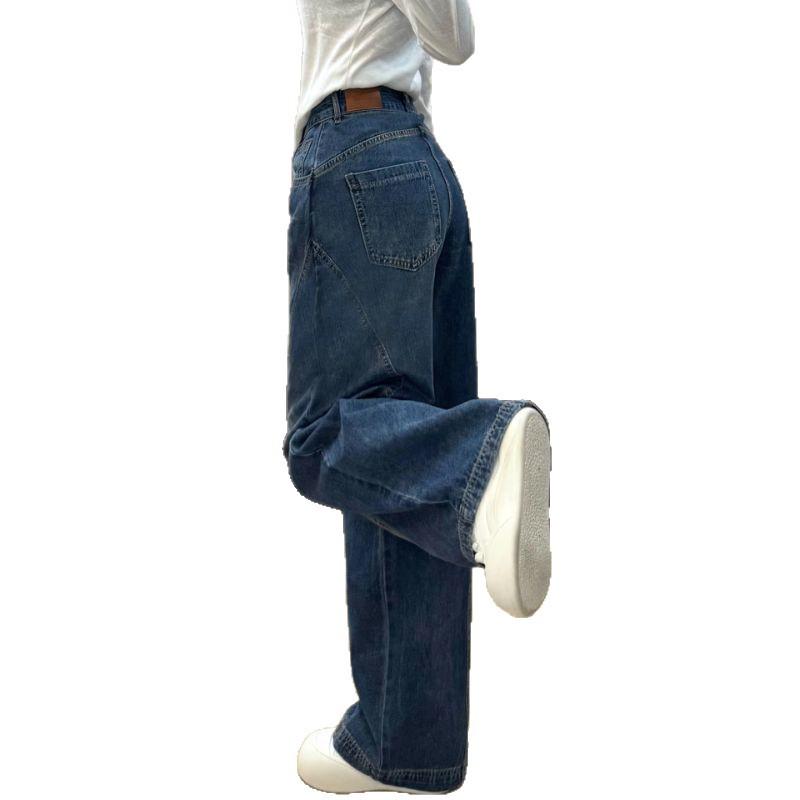 Autumn Retro Women's Wide-Leg Curved Jeans