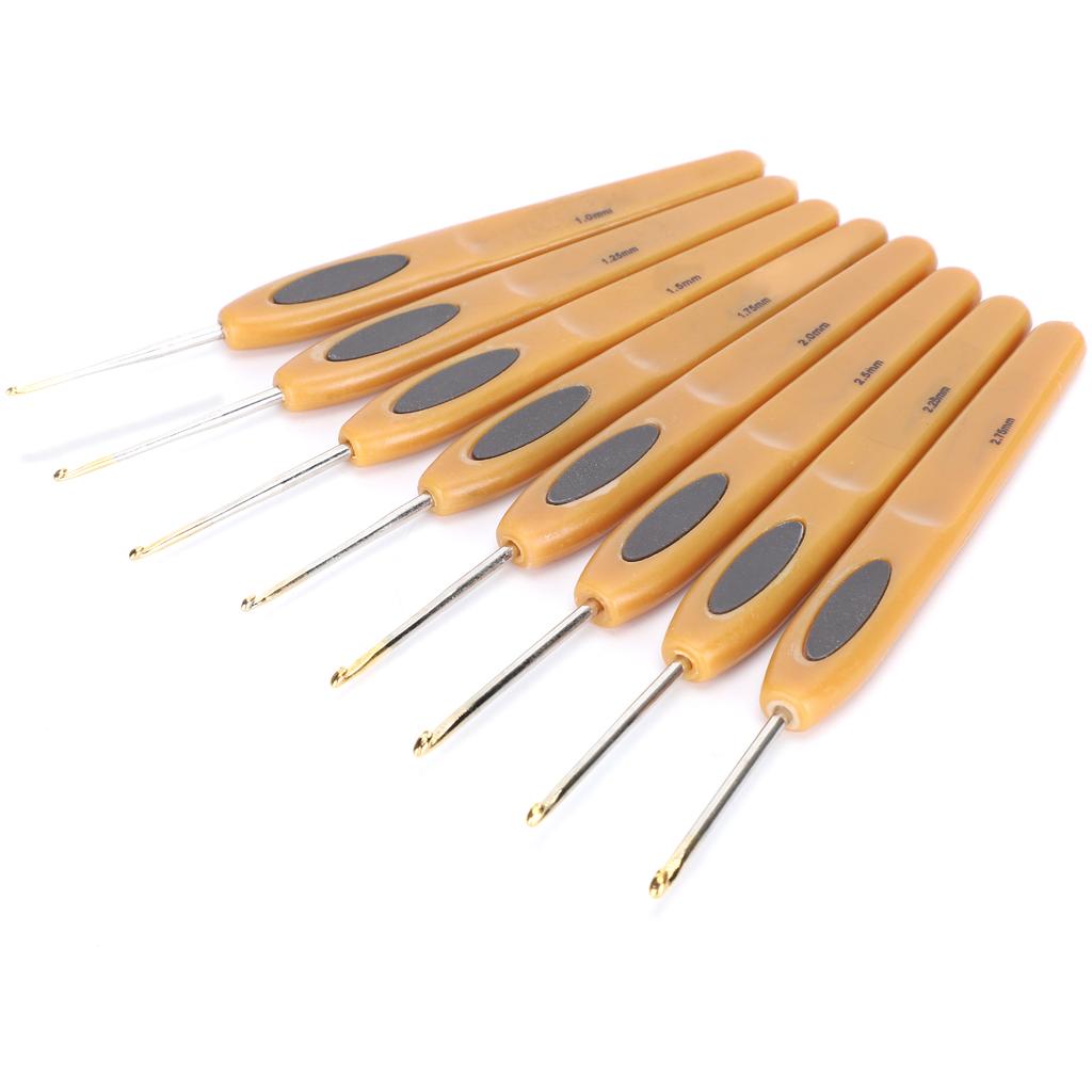 8Pcs Sewing Crochet Hook Kit Thread Ergonomic Soft Grip Handle Sweater Knitting Tools