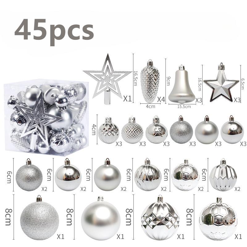 45Pcs Christmas Ball Set Luxury Xmas Tree Ornaments Treetop Stars Xmas Ball Decor  Christmas New Year Wedding Supplies