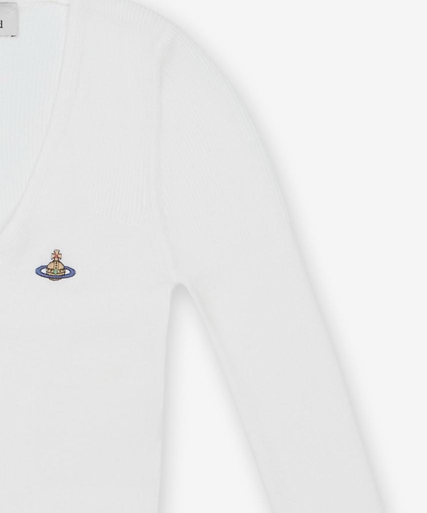 Bibianweseuteuudeu Bea Crop V-Neck Knit - White / 1803004Wy003Fa401