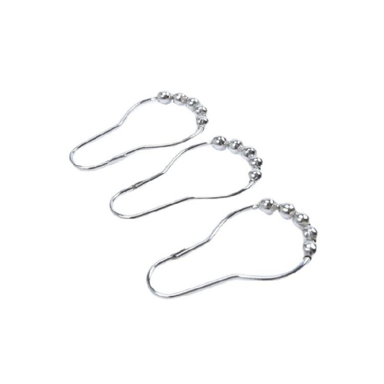 5 Bead Roller Shower Curtain Hooks Smooth Sliding Stainless Steel Construction Shower Rod Hook Bath Accessory